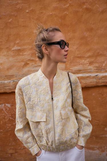 JACQUARD BOMBER JACKET - Light yellow by Zara