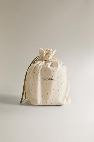 CHILDREN'S FLORAL COTTON LAUNDRY BAG - Green by Zara