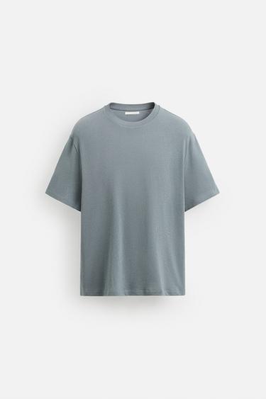 REGULAR FIT KNIT T-SHIRT - Grey / Blue by Zara