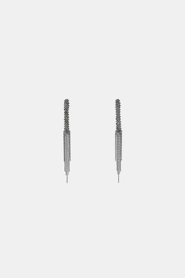 LONG SHIMMER EARRINGS - Anthracite grey by Zara