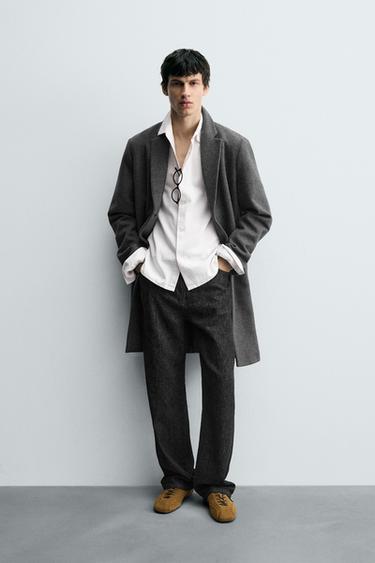 REGULAR FIT WOOL COAT - Grey by Zara