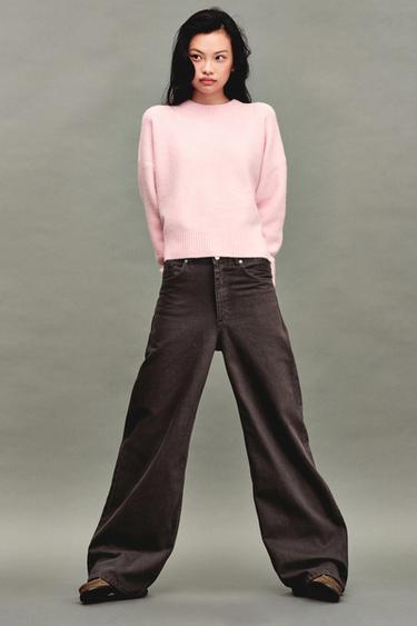 TRF EXTRA WIDE-LEG HIGH-WAIST JEANS - Brown by Zara