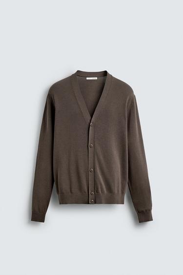 LIGHTWEIGHT TEXTURED CARDIGAN - Mink by Zara