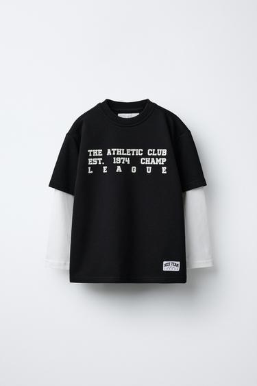 VARSITY FLOCKED T-SHIRT - Black by Zara - Image 0