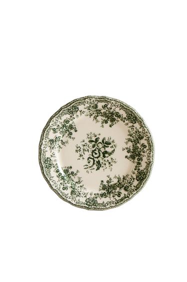 FLORAL EARTHENWARE DESSERT PLATE - Dark olive by Zara