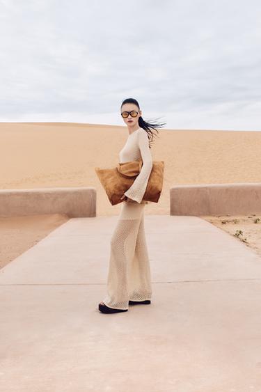 METALLIC THREAD TROUSERS - Golden by Zara - Image 0