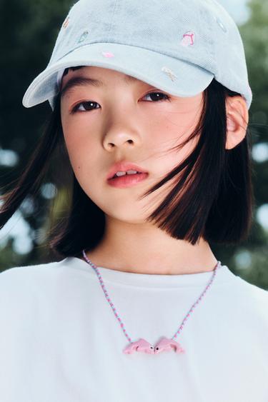 SUMMER EMBROIDERED DENIM CAP - Light blue by Zara