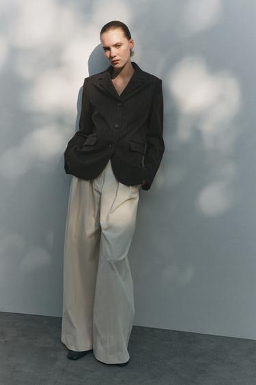 MINIMAL STRIPE BLAZER ZW COLLECTION - Brown by Zara - Image 0