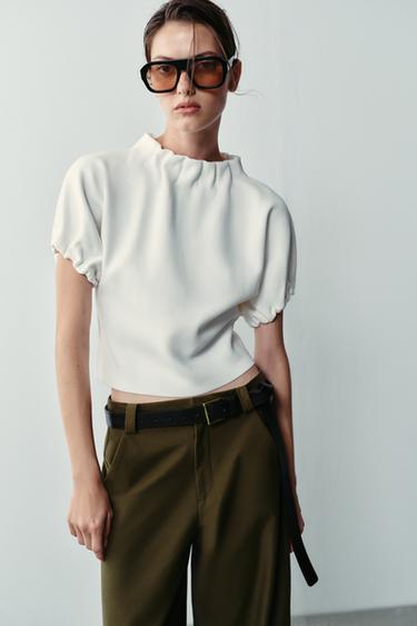 GATHERED KNIT TOP - White by Zara