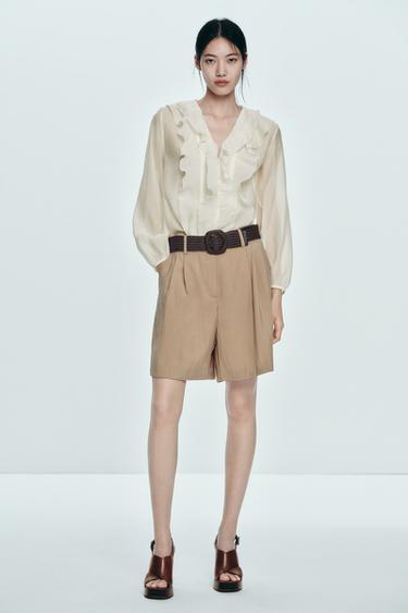 ZW COLLECTION RUFFLED SHIRT - Ecru by Zara