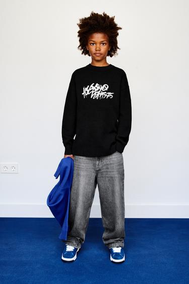 GRAFFITI KNIT SWEATER - Black by Zara