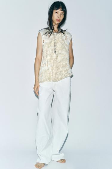 OVERSIZE KNIT SLEEVELESS JUMPER - Cream by Zara - Image 0