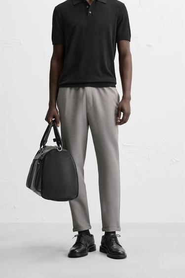 EASY CARE JOGGER WAIST TROUSERS - Grey / Beige by Zara