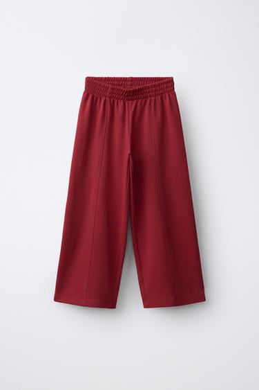 INTERLOCK WIDE-LEG TROUSERS - Red by Zara