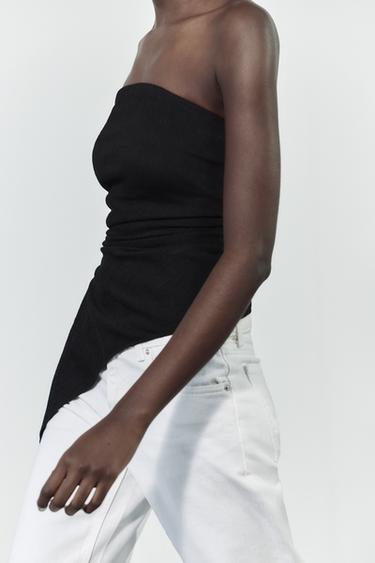 TEXTURED BANDEAU TOP - Black by Zara