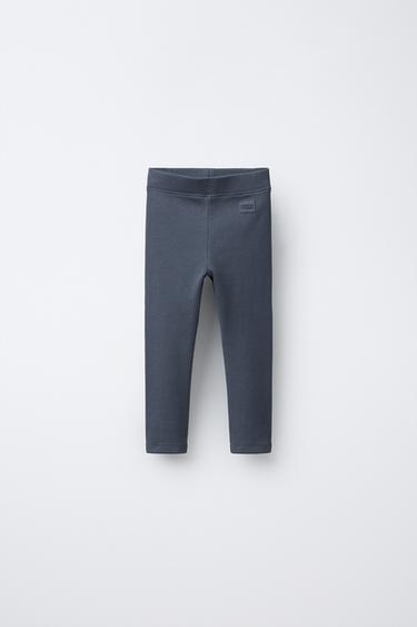 RIBBED LEGGINGS WITH LABEL - Steel by Zara