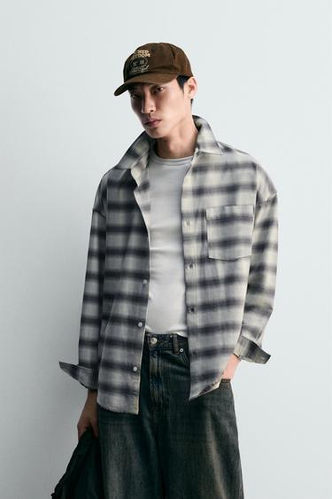 OVERSIZE FIT OXFORD SHIRT - White / Grey by Zara