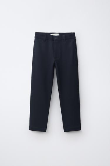 STRAIGHT-FIT RIBBED WAISTBAND TROUSERS - Dark navy by Zara