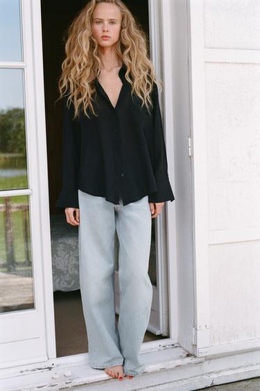 OVERSIZE GAUZE SHIRT - Black by Zara