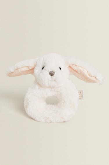 CHILDREN’S RABBIT SOFT TOY RATTLE - Light pink by Zara - Image 0