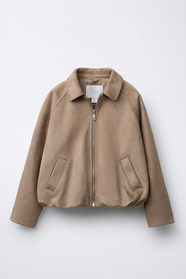 FAUX SUEDE BALLOON JACKET - Sand by Zara