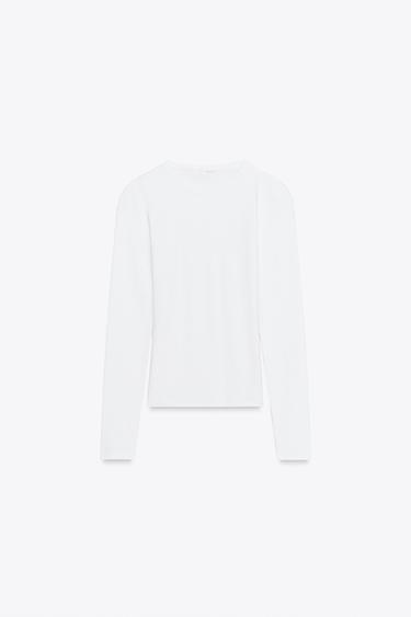 LONG SLEEVE T-SHIRT - White by Zara