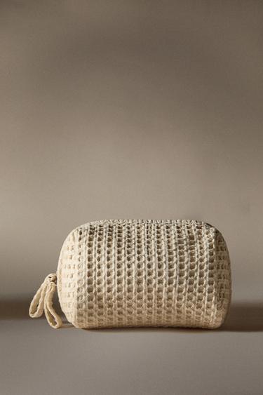 WAFFLE-KNIT FABRIC WASH BAG - Ecru White by Zara - Image 0