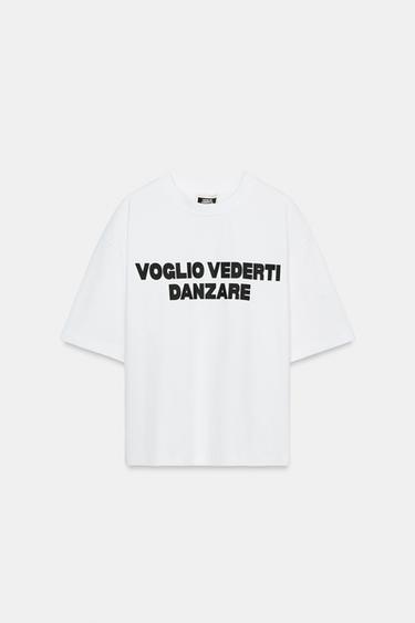 FRONT SLOGAN T-SHIRT - White by Zara