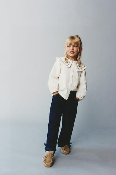 EMBROIDERED COLLAR SHIRT - Ecru by Zara
