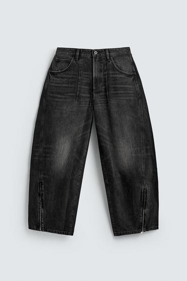 BALLOON FIT JEANS WITH ZIPS - Charcoal by Zara