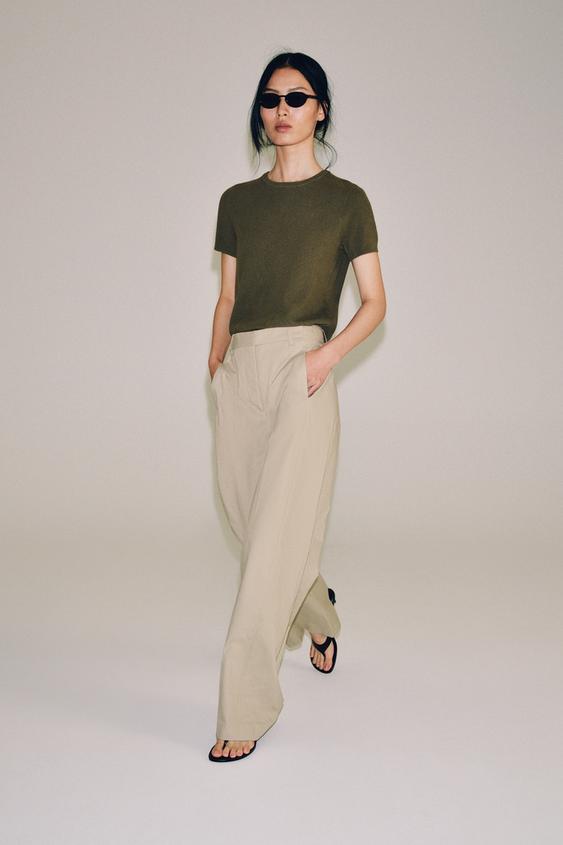 ZW COLLECTION POPLIN TROUSERS - Mink by Zara - Image 0