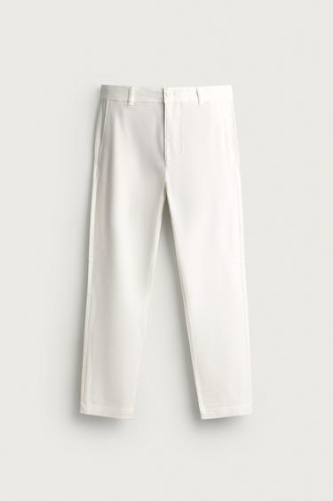 COMFORT TEXTURED CHINO TROUSERS - White by Zara