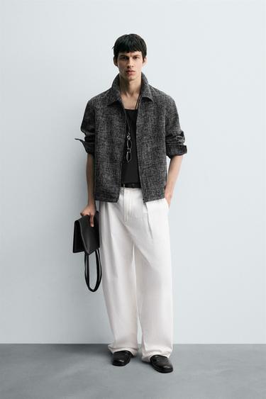 ZIP-UP TEXTURED OVERSHIRT - Black / White by Zara - Image 0