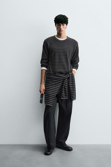 BASIC WAFFLE-KNIT T-SHIRT - Stripes by Zara