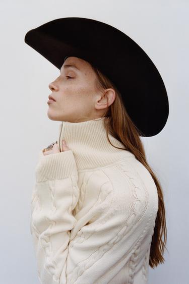 CABLE-KNIT ZIP-UP JUMPER - Ecru by Zara - Image 0
