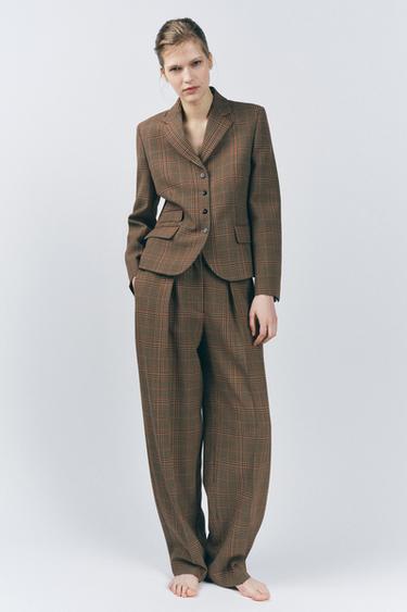 ZW COLLECTION CHECK BLAZER - Light brown by Zara - Image 0