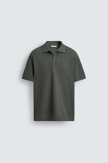 VERTICAL TEXTURED POLO SHIRT - Dark green by Zara