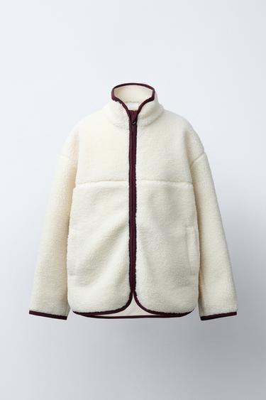 FAUX SHEARLING JACKET WITH WELT DETAILS - Ecru by Zara