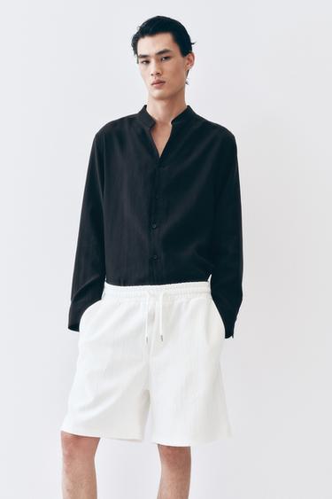 TEXTURED JOGGER BERMUDA SHORTS - Oyster-white by Zara