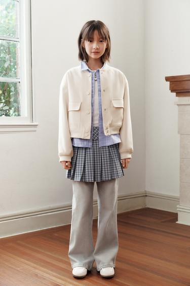CROPPED BOMBER JACKET WITH SHOULDER PADS - Ecru by Zara