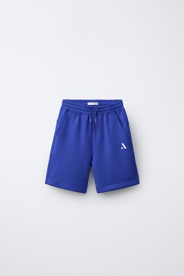 SPORTY LOGO BERMUDA SHORTS - Purple by Zara