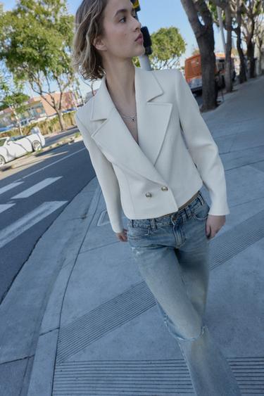 DOUBLE-BREASTED SHORT BLAZER - Ecru by Zara