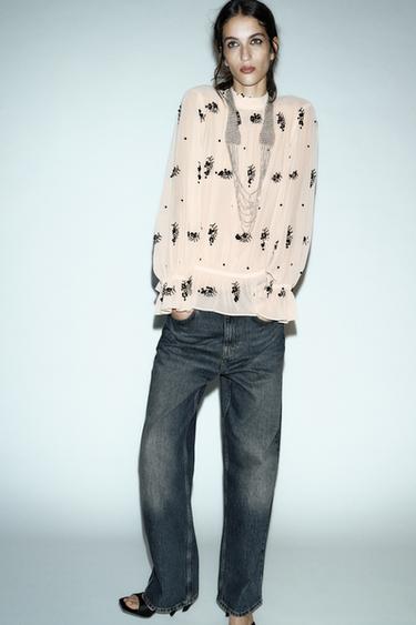 SEMI-SHEER SEQUIN BLOUSE - Multicoloured by Zara