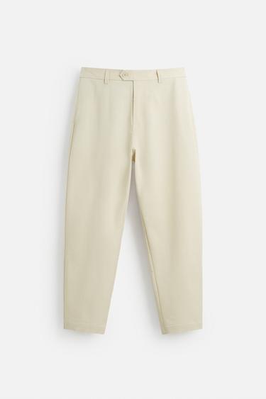 VISCOSE BLEND CHINO TROUSERS - Oyster-white by Zara