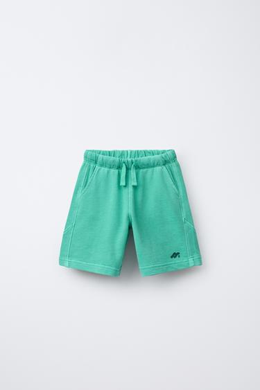 LOGO PLUSH SEAM BERMUDA SHORTS - Mid-green by Zara