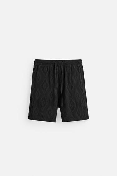 GEOMETRIC PRINT JACQUARD BERMUDA SHORTS - Black by Zara