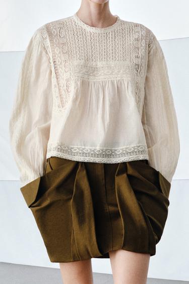 ZW COLLECTION EMBROIDERED SHIRT - Mid-ecru by Zara