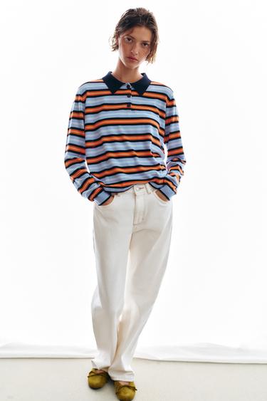 STRIPED KNIT POLO SHIRT - Multicoloured by Zara