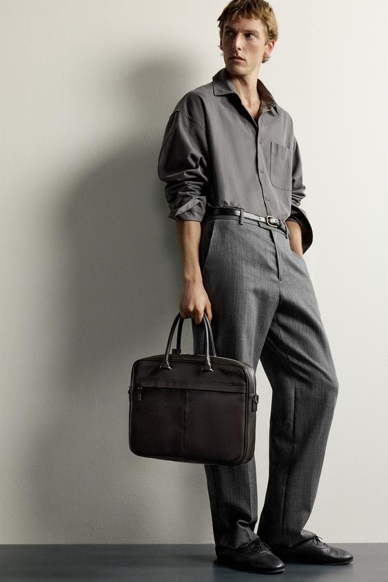 TEXTURED BRIEFCASE - Brown by Zara - Image 0