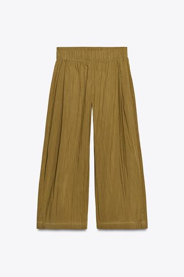 ZW COLLECTION POPLIN DARTED TROUSERS - Oil by Zara